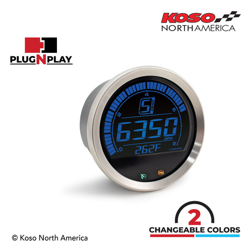 Koso HD-02R HARLEY-DAVIDSON 4'' TACHOMETER - SILVER BEZEL