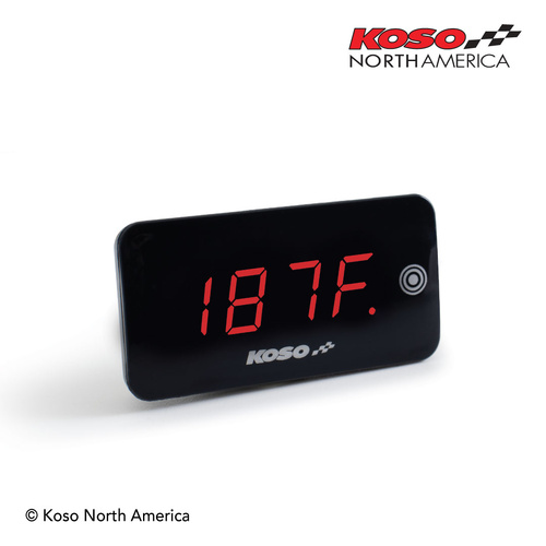 Koso SUPER SLIM TOUCH | Touch screen, volt & temperature meter (red)