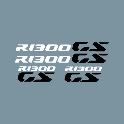 Pyramid Decals | BMW R 1300 GS Logo | White & Black | Set Of 4