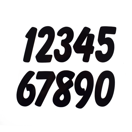 Pyramid Decals | Racing Numbers Set 0-9 | 2D Black