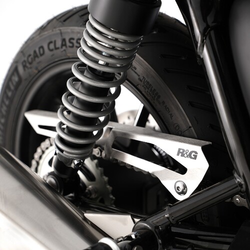 R&G Racing Chain Guard To Suit Triumph Street Twin '16-, Street Cup '17-, Triumph Bonneville T-120 '16- & Speed Twin 900 '22- models.