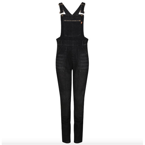 MotoGirl Daisy Dungaree Overalls (Colour And Size:Black, M / AU 12 / US 10, Tall 33")