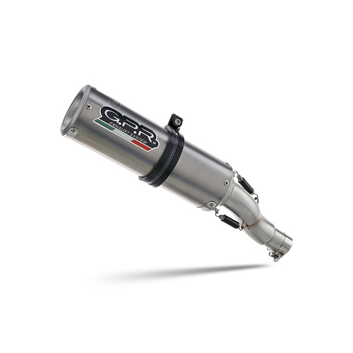 GPR Exhaust To Suit Cf Moto 700 CL-X Adv 2022-2024, M3 Titanium Natural, Homologated legal slip-on exhaust including removable db killer and link pipe