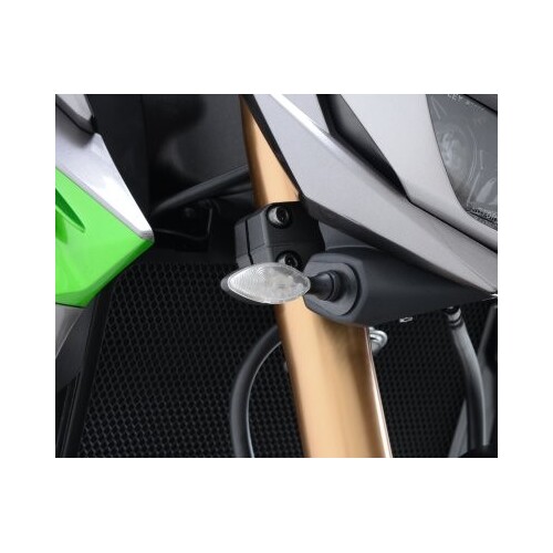 R&G Racing Front Indicator Adapter Kit To Suit Kawasaki Ninja 250 ('13-'17) Z1000 '14-, Z125, Z650 and Z300 models
