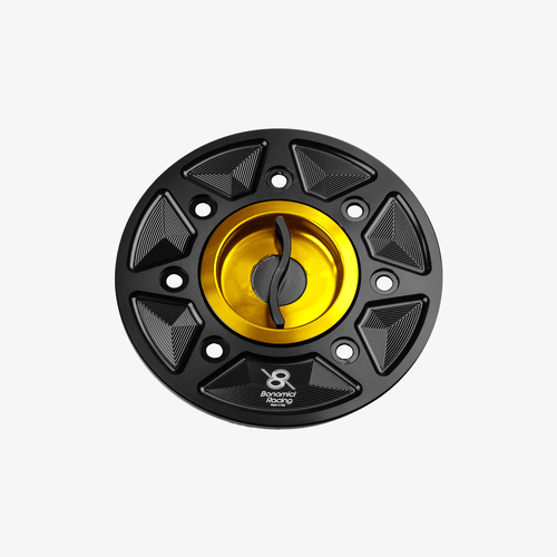 Bonamici Racing Aluminium Fuel Tank Cap To Suit Various Kawasaki Models (Gold) - CLEARANCE