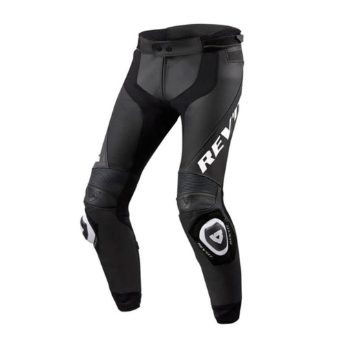 REV'IT! Apex Leather Pants (Colour And Size:Black-White, Standard Leg 52)