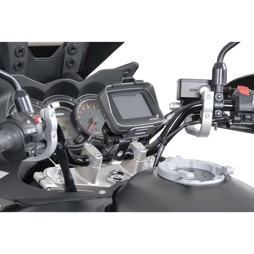 SW-Motech GPS mount with handlebar clamp, For diam. 28 mm handlebar. Vibration-damped. Silver. (GPS.00.308.10201/S)