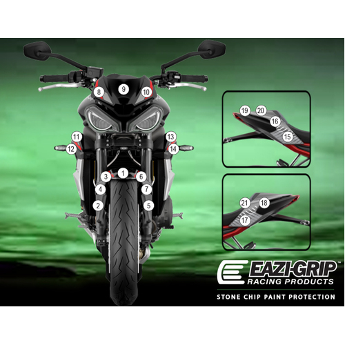 Eazi-Guard Paint Protection Film for Triumph Street Triple R 2020 - 2022  gloss