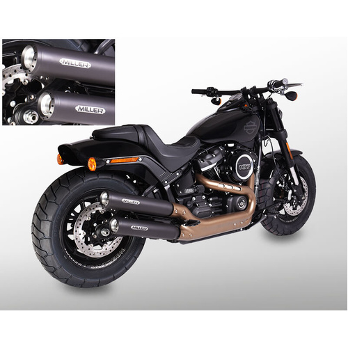 Miller Independence FB | Slip-On Exhaust To Suit Harley-Davidson Fat Bob (Tapered, matt black)