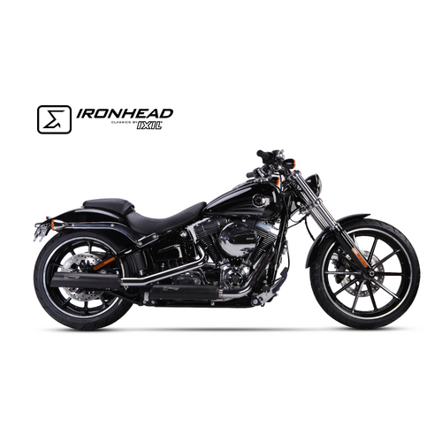IXIL SLIP ON (LOWER MUFFLER) - IRONHEAD ROUND BLACK To Suit H-D SOFTAIL BREAKOUT 2013-2016