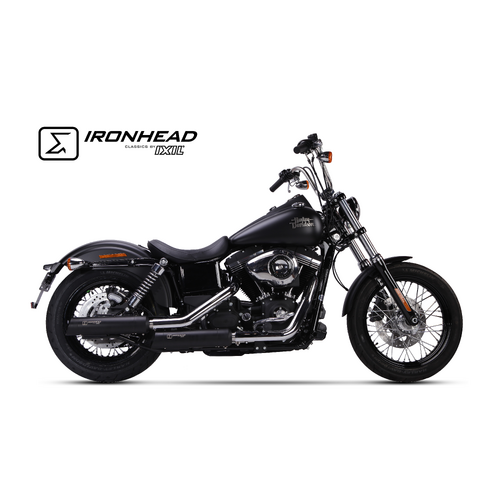 IXIL SLIP ON (LOWER MUFFLER) - IRONHEAD ROUND BLACK To Suit H-D DYNA STREET BOB 2006-2016