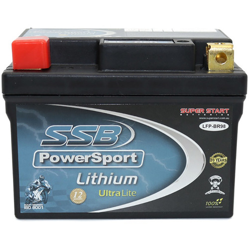 SSB PowerSport Lithium Battery-Ultralight - BR98 2.4AH YZ450F 2018-19, YZ250F 2019 (8) (0.65 KGS) (LFPBR98)