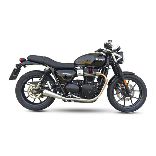 IXIL SLIP ON (LEFT MUFFLER) - IRONHEAD CONICAL MATT INOX To Suit TRIUMPH STREET TWIN / SPEED TWIN 900 16-22 (DP01)