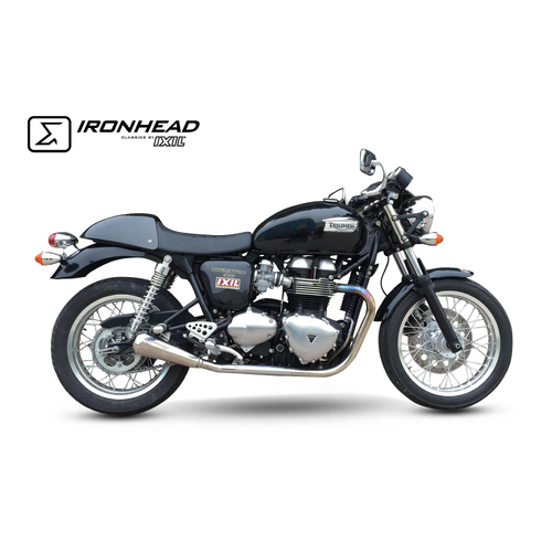 IXIL SLIP ON (LEFT MUFFLER) - IRONHEAD CONICAL MATT INOX To Suit TRIUMPH THRUXTON 865 04-15 (986ME 986ME2)