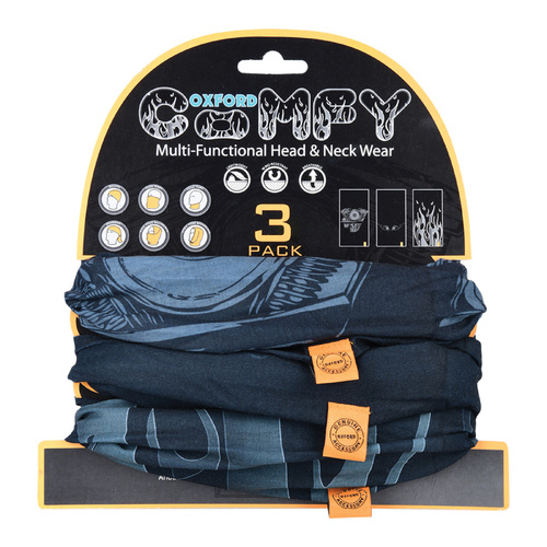 Oxford Comfy Multi-Functional Neck And Headwear - HD Graphics (3 Pack)
