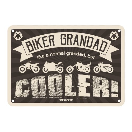 Oxford Garage Metal Sign: "Biker Grandad  Like a Normal Grandad  But Cooler"