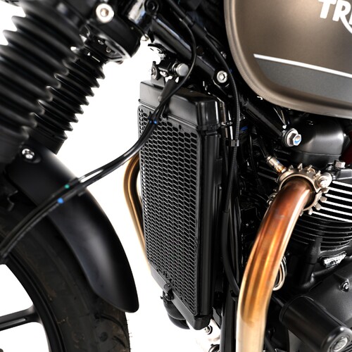 R&G Racing PRO Radiator Guard To Suit Triumph Thruxton 1200, Thruxton 1200R, Street Cup '17-, Bonneville T120 '16-, Bonneville T100 '17-, Street Twin 