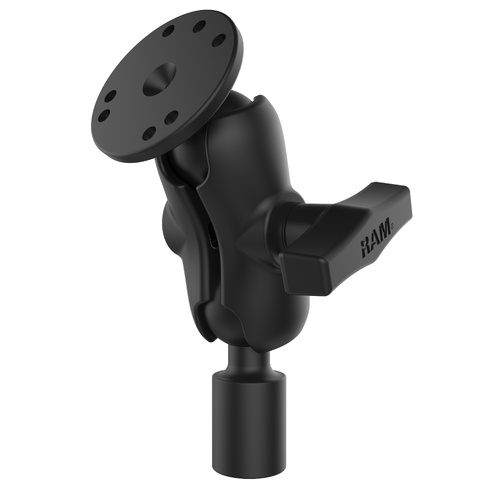 RAM-101-B-218-1U :: RAM Short Double Ball Mount with Round Plate and 1/2" NPT Thread