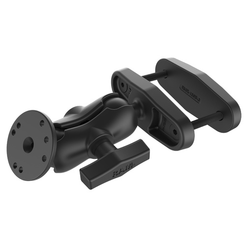 RAM-101U-B-247-3 :: RAM 3" Square Post Clamp Mount with Round AMPS Plate - Short Arm