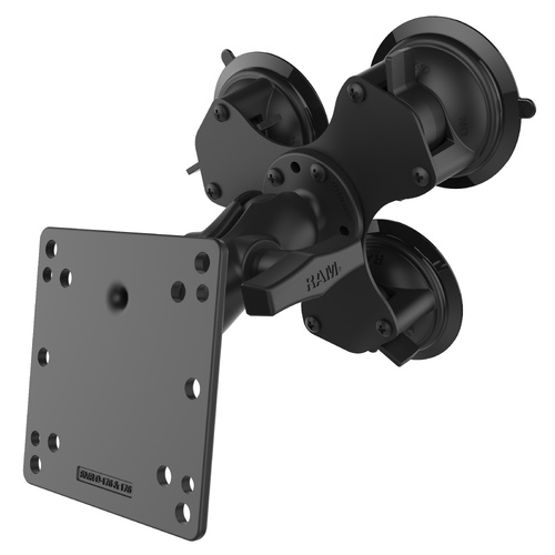 RAM-101U-B-SPX1 :: RAM Twist-Lock™ Triple Suction Mount with 100x100mm VESA Plate - Short
