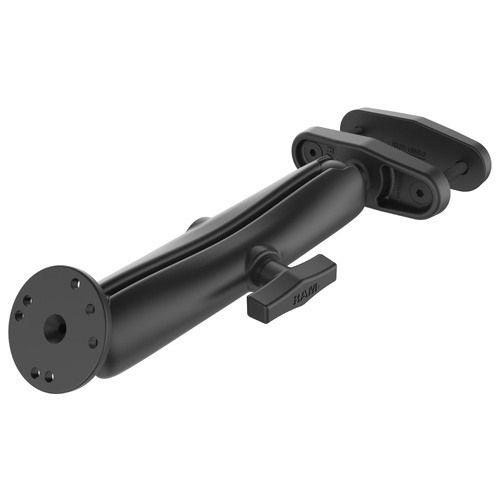RAM-101U-D-247-3 :: RAM 3" Square Post Clamp Mount with Round AMPS Plate - Long Arm