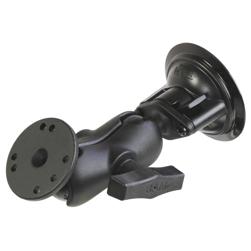 RAM-166-B-202U :: RAM Twist-Lock™ Suction Cup Mount with Round Plate Adapter - Short