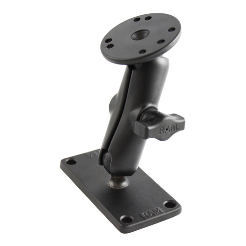 RAM-B-101-24U :: RAM Double Ball Mount with Round Plate and 2" x 4" Plate - Medium