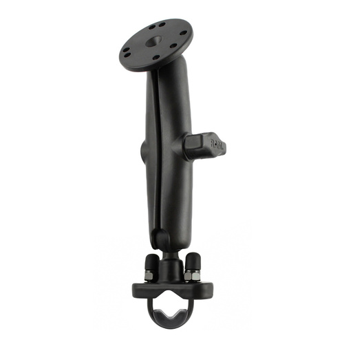 RAM-B-101-C-231ZU :: RAM Handlebar U-Bolt Double Ball Mount with Round Plate - B Size Long