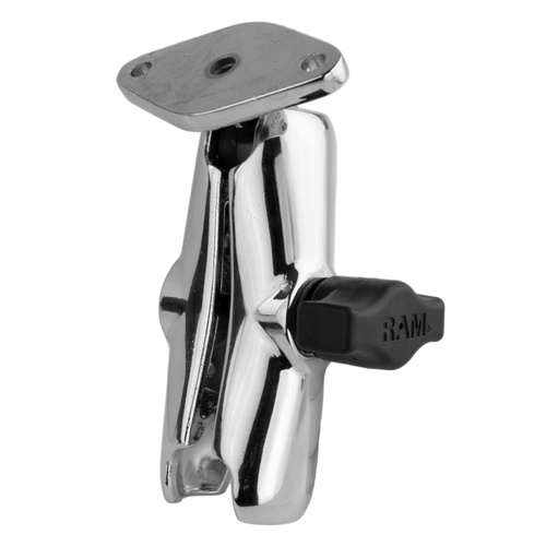 RAM-B-103-238CHU :: RAM Chrome Double Socket Arm with Diamond Plate - Medium Arm