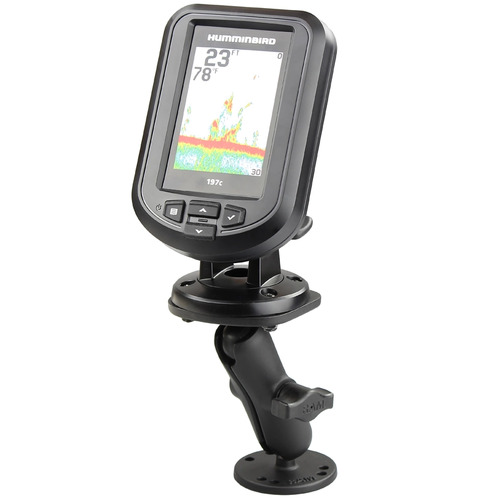 RAM-B-107-1U :: RAM Drill-Down Double Ball Mount for Humminbird Piranha And More