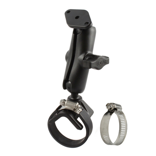 RAM-B-108U-GP1 :: RAM Double Ball Strap Hose Clamp Mount with Diamond Plate - Medium