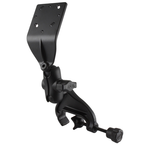 RAM-B-125U-A :: RAM Double Ball Yoke Clamp Mount with Angled Extension Plate - Short