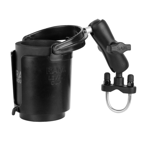 RAM-B-132-1RU :: RAM Level Cup 16oz Drink Holder with U-Bolt Base - 1" - 1.25" Rails