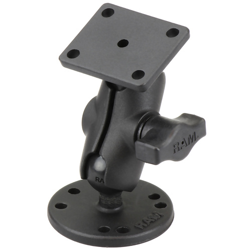 RAM-B-139U-A :: RAM Drill-Down Double Ball Mount with Rectangle AMPS Plate - Short