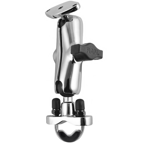RAM-B-149CHU :: RAM Chrome Handlebar U-Bolt Mount with Medium Double Socket Arm
