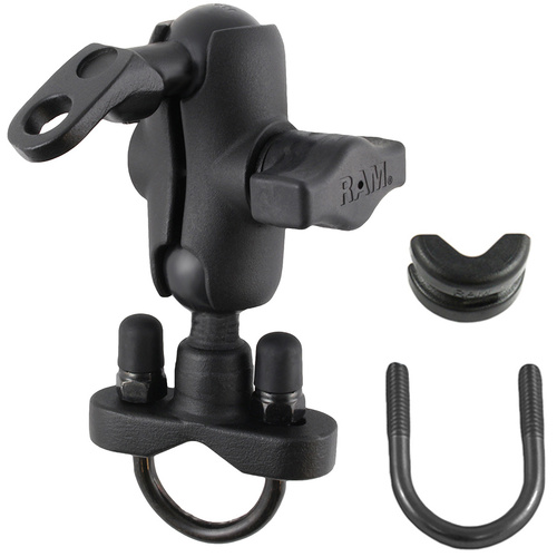 RAM-B-149Z-A-272U :: RAM Handlebar U-Bolt Double Ball Mount with 9mm Hole - Short