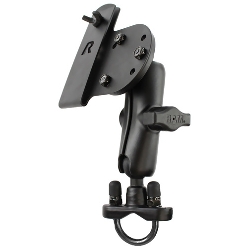RAM-B-149Z-GUN1U :: RAM Handlebar U-Bolt Double Ball Mount with Gun Holster Clip