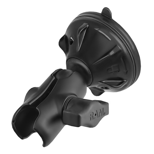 RAM-B-166-2-AU-NB :: RAM Twist-Lock™ Small Suction Cup Base with Double Socket Arm