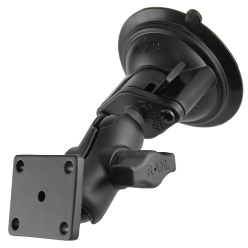 RAM-B-166-A-347-DYN1U :: RAM Twist-Lock™ Suction Cup Double Ball Mount with AMPS Hole Pattern