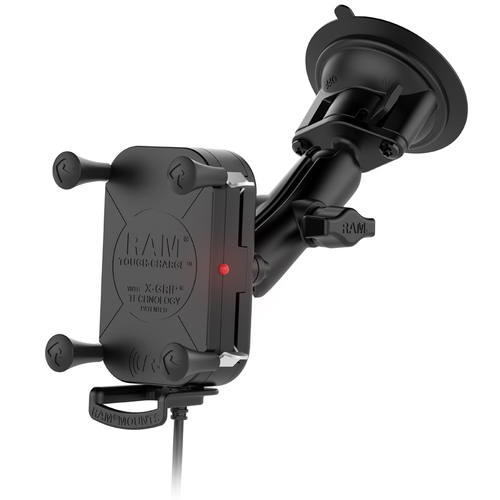 RAM-B-166-UN12W :: RAM TOUGH-CHARGE WIRELESS WITH X-GRIP TECHNOLOGY WITH SUCTION CUP MOUNT