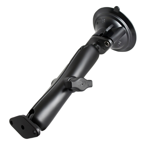RAM-B-166U-C :: RAM Twist-Lock™ Suction Cup Double Ball Mount - Long
