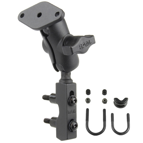 RAM-B-174U-A :: RAM Motorcycle Brake/Clutch Reservoir Mount with Diamond Plate - Short