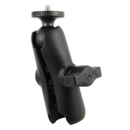 RAM-B-366-201U :: RAM Double Socket Arm with 1/4"-20 Action Camera Adapter
