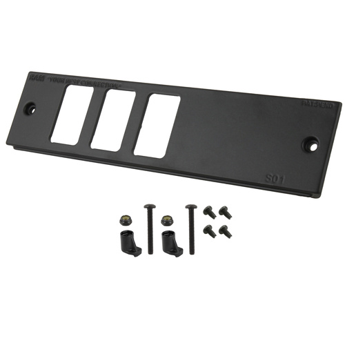 RAM-FP2-S3L-0830-1450 :: RAM Tough-Box™ 2" Faceplate with Three Switch Ports