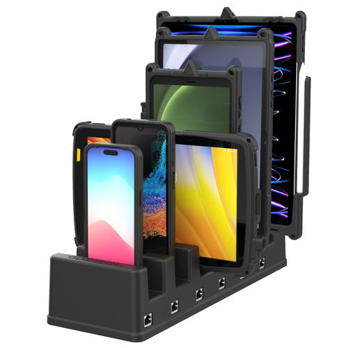 RAM-GDS-DOCK-6G16P-RJ45 ::GDS 6-Port Power + 6-Port RJ45 Dock for Tablets with IntelliSkin