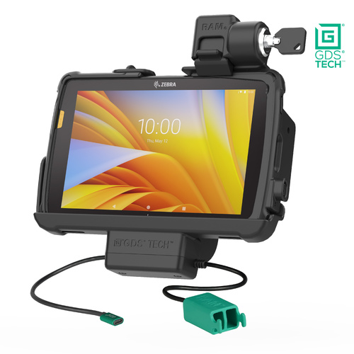 RAM-GDS-DOCKL-ZE20PD2U :: GDS POWER + DUAL DATA VEHICLE LOCKING DOCK FOR ZEBRA ET40/45 8" TABLET IN INTELLISKIN