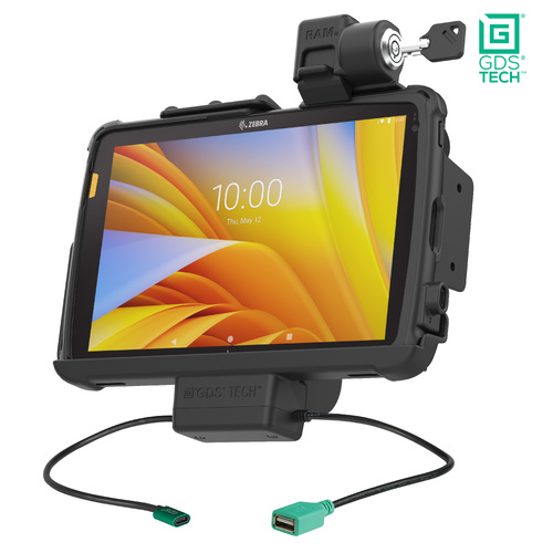 RAM-GDS-DOCKL-ZE21PDU :: GDS POWER + DATA VEHICLE LOCKING DOCK FOR ZEBRA ET40/45 10" TABLET IN INTELLISKIN