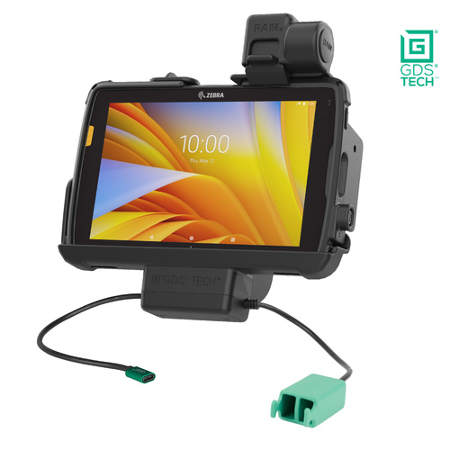RAM-GDS-DOCKNLL-ZE20PD2U :: GDS POWER DUAL DATA NON-LOCKING LATCH VEHICLE DOCK FOR ZEBRA ET40/45 8" TABLETS WITH INTELLISKIN