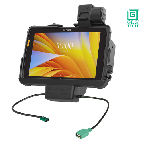 RAM-GDS-DOCKNLL-ZE20PDU :: GDS POWER DATA NON-LOCKING LATCH VEHICLE DOCK FOR ZEBRA ET40/45 8" TABLETS WITH INTELLISKIN