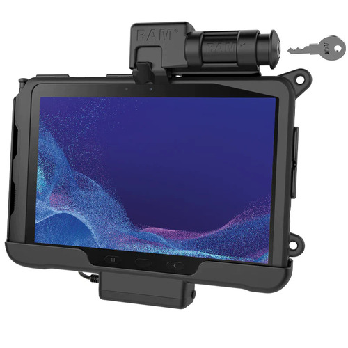 RAM-HOL-SAM57PKLU :: UNPKD RAM POWER ONLY KEYED LOCKING CRADLE FOR TAB ACTIVE PRO SUPPORTS HANDSTAND